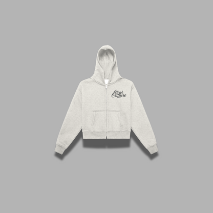 Fleeced Zip-Up Cropped Hoodie