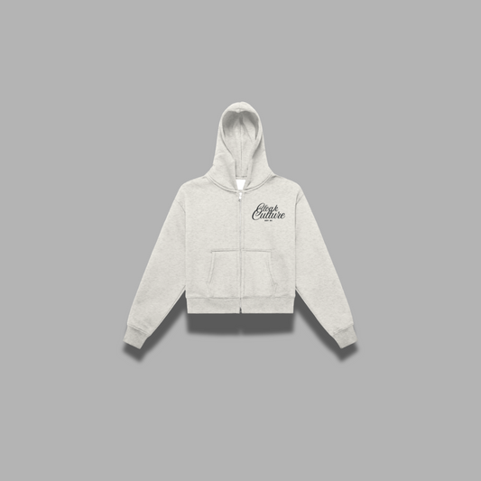 Fleeced Zip-Up Cropped Hoodie