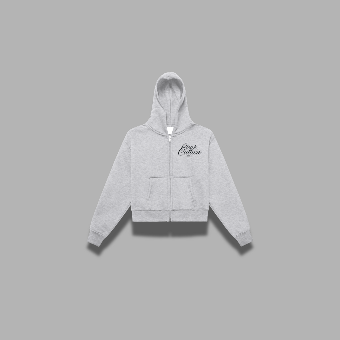 Fleeced Zip-Up Cropped Hoodie