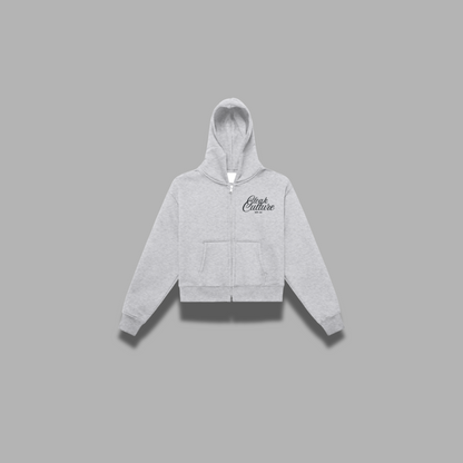 Fleeced Zip-Up Cropped Hoodie